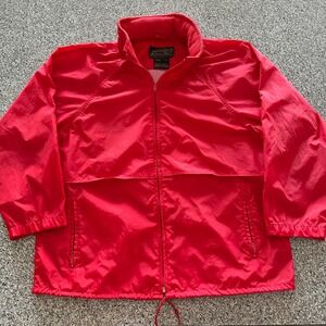 Eddie Bauer Jacket Women's L Vintage Windbreaker Large Red Nylon Packable Hood